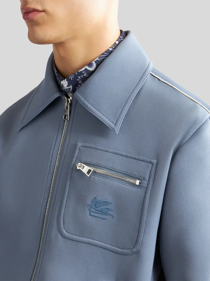 Men Zipped Jacket With Logo Etro Coats And Outerwear