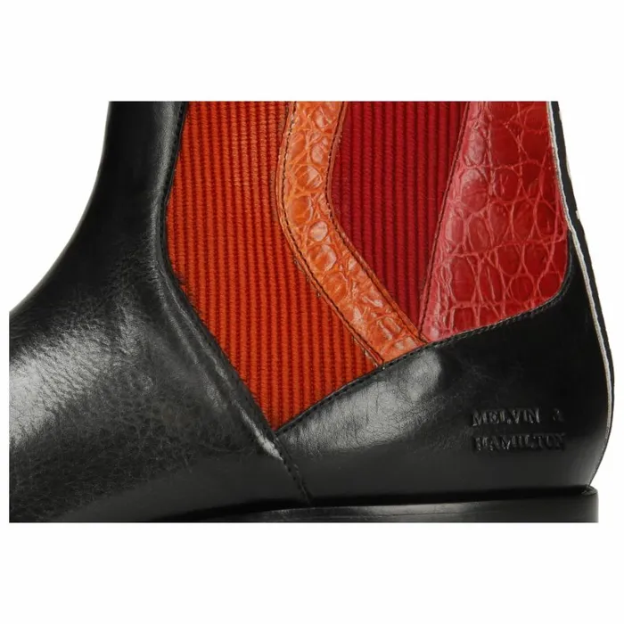 Mens Ankle Boots Melvin and Hamilton Elvis 73 Black