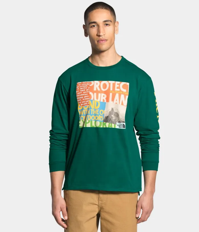 Mens Long Sleeve Rogue Graphic Tee Evergreen The North Face TShirts
