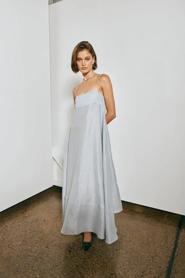 MidiMaxi Dresses Women VRG GRL Behati Linen Maxi Dress Sky MidiMaxi Dresses Women VRG GRL Behati Linen Maxi Dress Sky