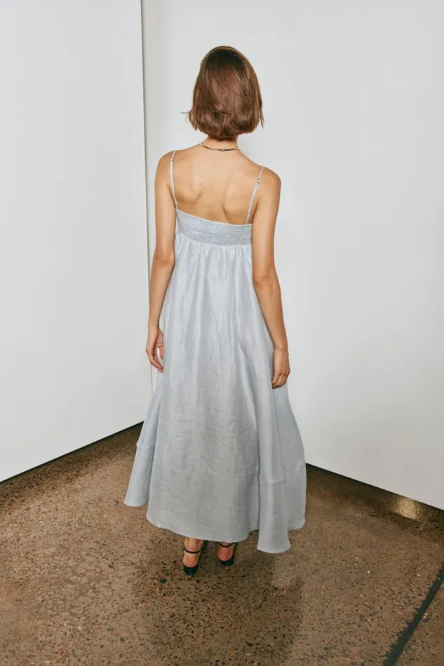 MidiMaxi Dresses Women VRG GRL Behati Linen Maxi Dress Sky MidiMaxi Dresses Women VRG GRL Behati Linen Maxi Dress Sky
