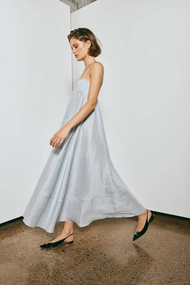 MidiMaxi Dresses Women VRG GRL Behati Linen Maxi Dress Sky MidiMaxi Dresses Women VRG GRL Behati Linen Maxi Dress Sky