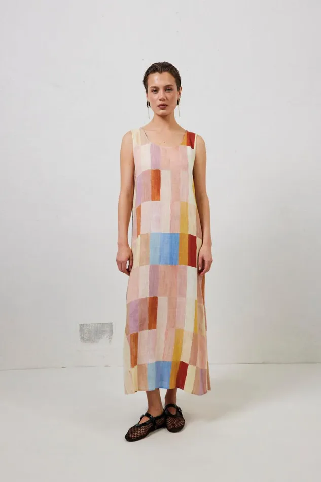 MidiMaxi Dresses Women VRG GRL Cate Smock Maxi Dress Patchwork