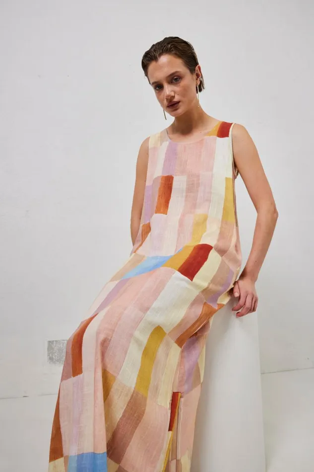MidiMaxi Dresses Women VRG GRL Cate Smock Maxi Dress Patchwork MidiMaxi Dresses Women VRG GRL Cate Smock Maxi Dress Patchwork