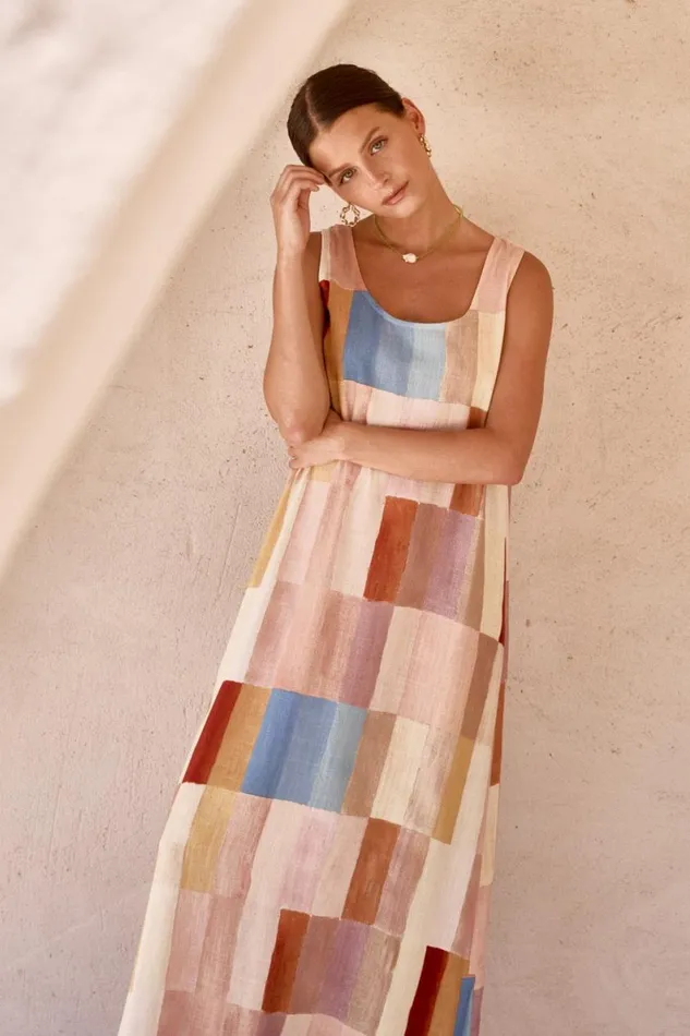MidiMaxi Dresses Women VRG GRL Cate Smock Maxi Dress Patchwork MidiMaxi Dresses Women VRG GRL Cate Smock Maxi Dress Patchwork
