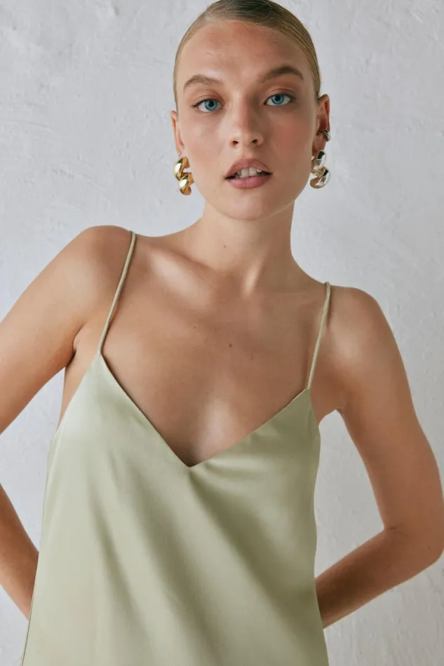 MidiMaxi Dresses Women VRG GRL Ida Satin Maxi Dress Sage MidiMaxi Dresses Women VRG GRL Ida Satin Maxi Dress Sage