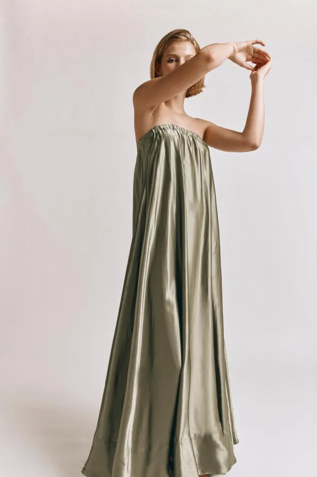 MidiMaxi Dresses Women VRG GRL Lenni Maxi Dress Olive