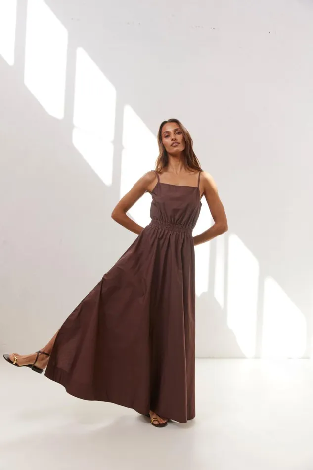 MidiMaxi Dresses Women VRG GRL Lou Maxi Dress Chocolate