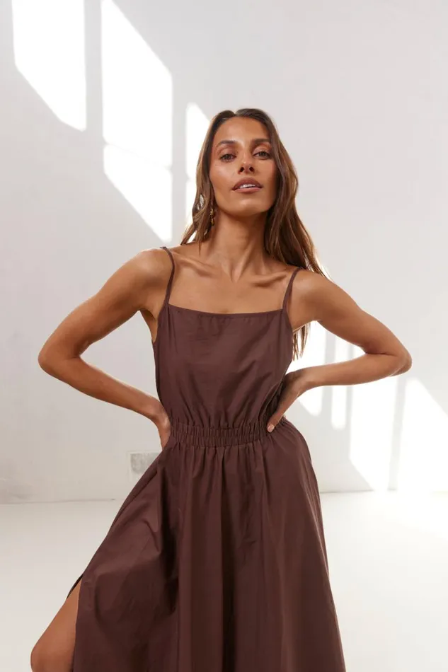 MidiMaxi Dresses Women VRG GRL Lou Maxi Dress Chocolate MidiMaxi Dresses Women VRG GRL Lou Maxi Dress Chocolate