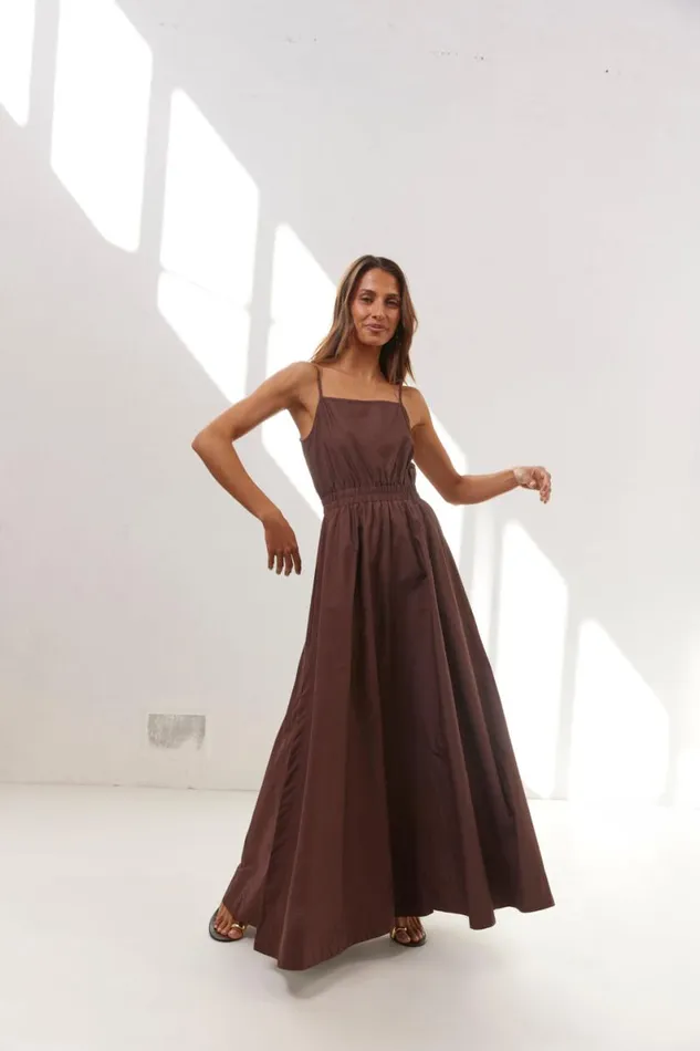 MidiMaxi Dresses Women VRG GRL Lou Maxi Dress Chocolate MidiMaxi Dresses Women VRG GRL Lou Maxi Dress Chocolate