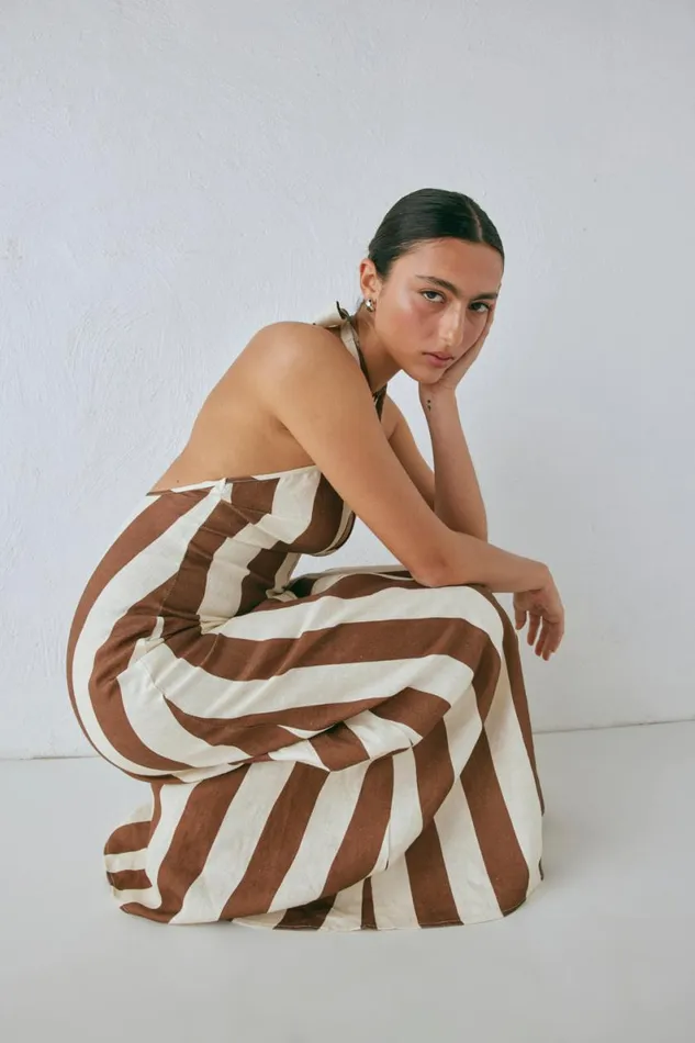 MidiMaxi Dresses Women VRG GRL Polly Linen Maxi Dress Stripe MidiMaxi Dresses Women VRG GRL Polly Linen Maxi Dress Stripe