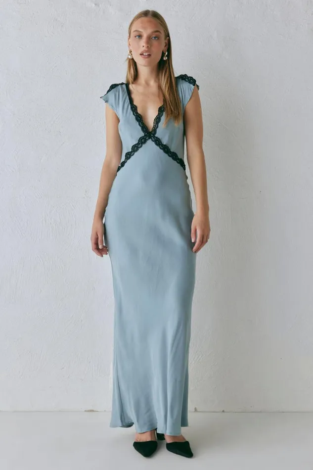 MidiMaxi Dresses Women VRG GRL The Ivy Bias Cut Maxi Dress Steel MidiMaxi Dresses Women VRG GRL The Ivy Bias Cut Maxi Dress Steel