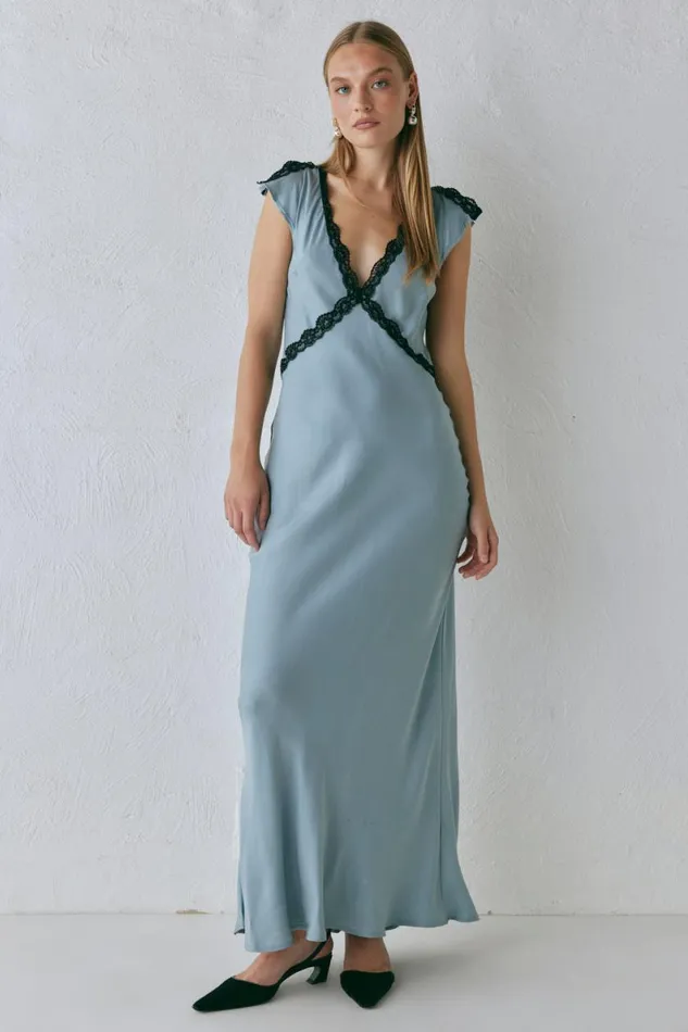 MidiMaxi Dresses Women VRG GRL The Ivy Bias Cut Maxi Dress Steel MidiMaxi Dresses Women VRG GRL The Ivy Bias Cut Maxi Dress Steel