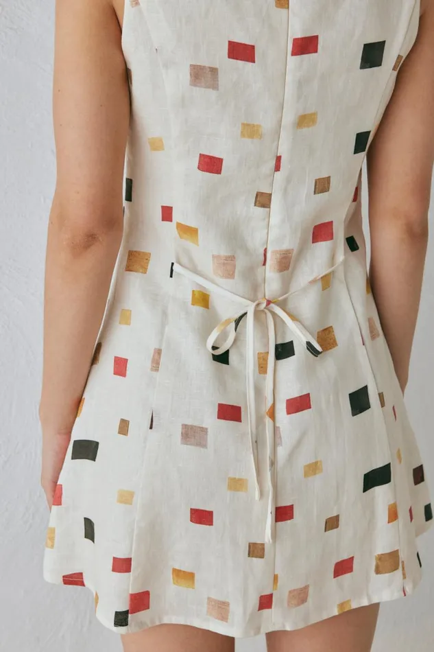 Mini Dresses Women VRG GRL Chloe Linen Mini Dress Tile Mini Dresses Women VRG GRL Chloe Linen Mini Dress Tile