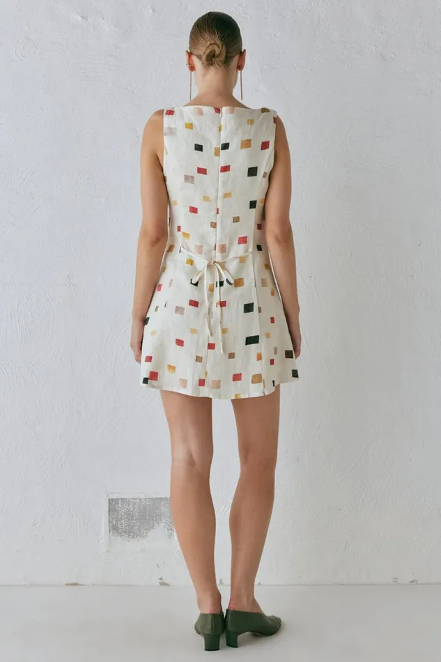 Mini Dresses Women VRG GRL Chloe Linen Mini Dress Tile Mini Dresses Women VRG GRL Chloe Linen Mini Dress Tile