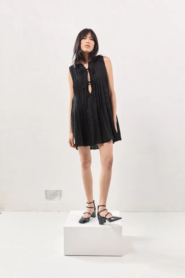 Mini Dresses Women VRG GRL Valeria Linen Mini Dress Black Mini Dresses Women VRG GRL Valeria Linen Mini Dress Black