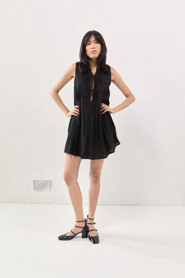 Mini Dresses Women VRG GRL Valeria Linen Mini Dress Black Mini Dresses Women VRG GRL Valeria Linen Mini Dress Black