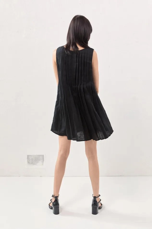 Mini Dresses Women VRG GRL Valeria Linen Mini Dress Black Mini Dresses Women VRG GRL Valeria Linen Mini Dress Black