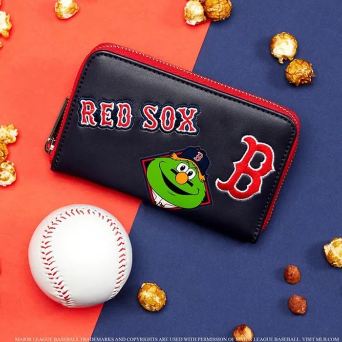 MLB Boston Red Sox Patches Zip Around Wallet Unisex Loungefly Bags and Wallets