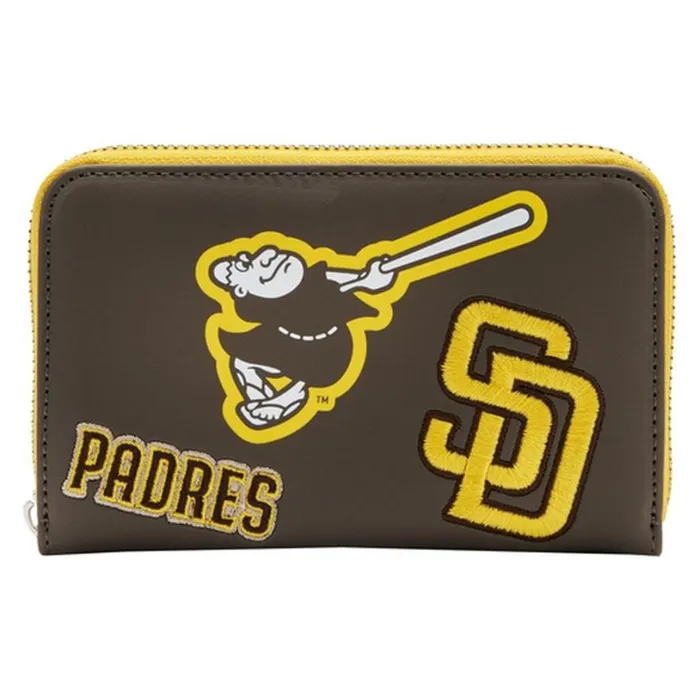 MLB SD Padres Patches Zip Around Wallet Unisex Loungefly Bags and Wallets