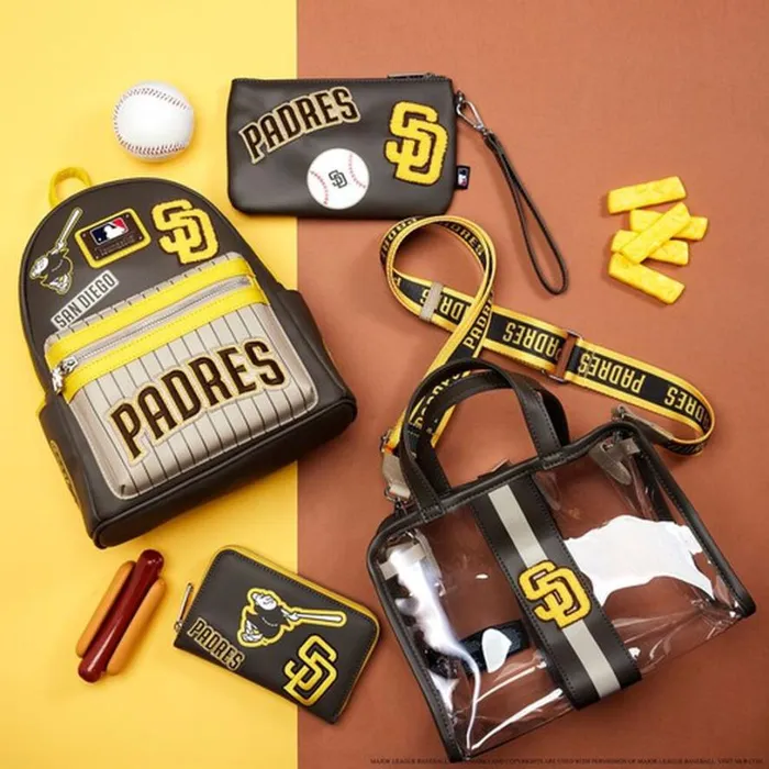 MLB SD Padres Patches Zip Around Wallet Unisex Loungefly Bags and Wallets