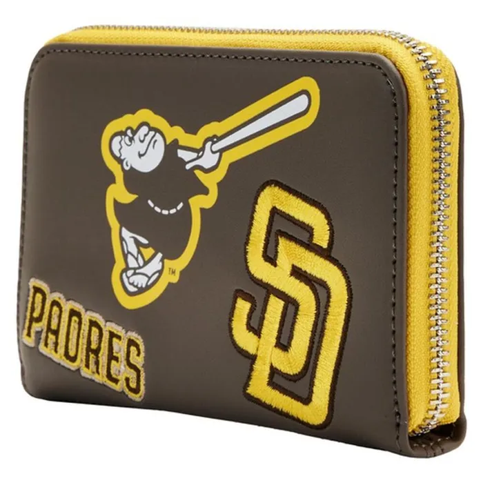 MLB SD Padres Patches Zip Around Wallet Unisex Loungefly Bags and Wallets