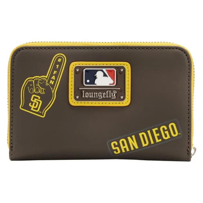 MLB SD Padres Patches Zip Around Wallet Unisex Loungefly Bags and Wallets