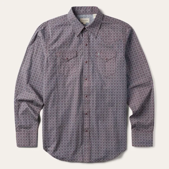 Modern Cut Men Stetson Chevron Grid Shirt Chevron Grid Shirt