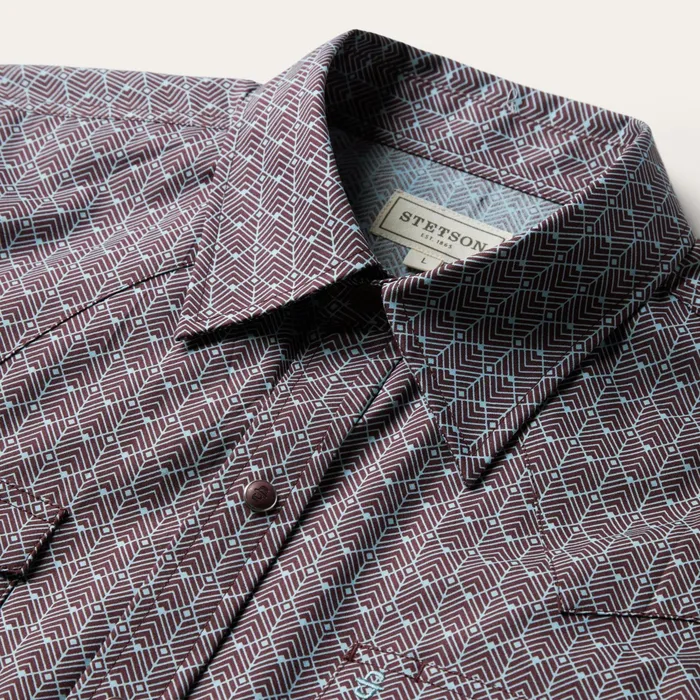 Modern Cut Men Stetson Chevron Grid Shirt Chevron Grid Shirt