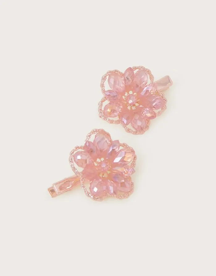 Monsoon 2Pack Jewel Encrusted Flower Clips Children Girls039 Hair Accessories