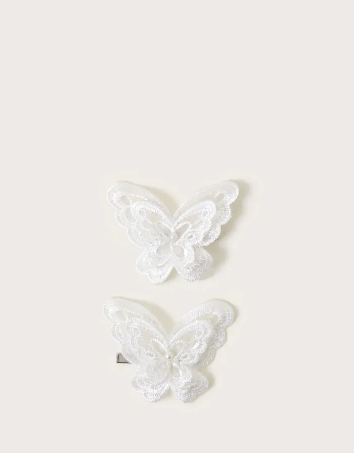Monsoon 2Pack Lacey Butterfly Clips Children Girls039 Hair Accessories