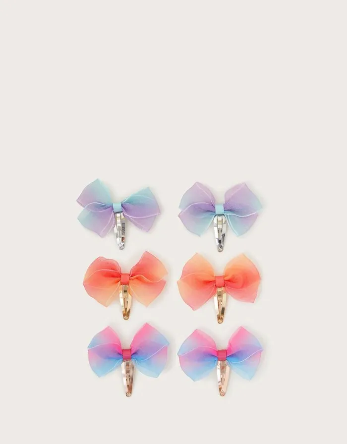 Monsoon 6Pack Rainbow Bow Hair Clips Children Girls039 Hair Accessories