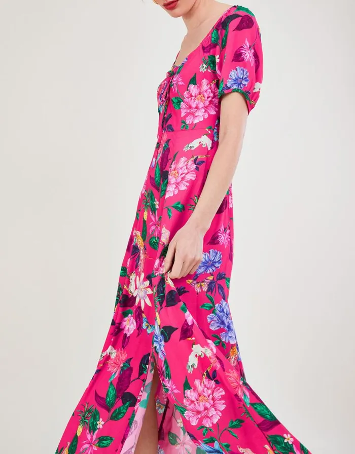 Monsoon Alora Midi Dress In Sustainable Viscose Pink Women Occasionwear Monsoon Alora Midi Dress In Sustainable Viscose Pink Women Occasionwear