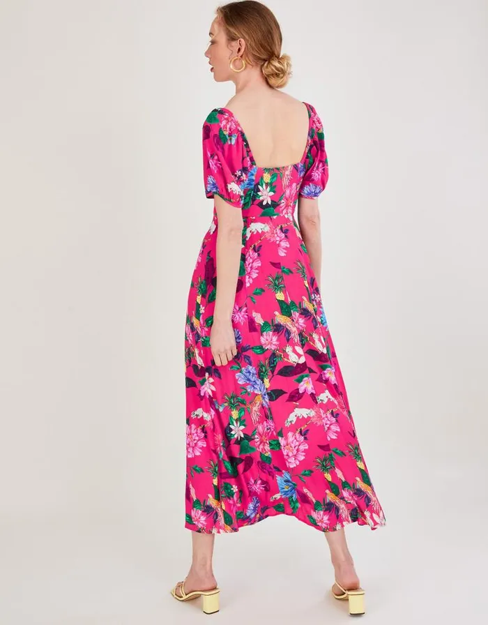 Monsoon Alora Midi Dress In Sustainable Viscose Pink Women Occasionwear Monsoon Alora Midi Dress In Sustainable Viscose Pink Women Occasionwear