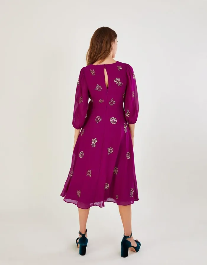 Monsoon Ava Embellished Wrap Dress In Recycled Polyester Pink Women Occasionwear Monsoon Ava Embellished Wrap Dress In Recycled Polyester Pink Women Occasionwear