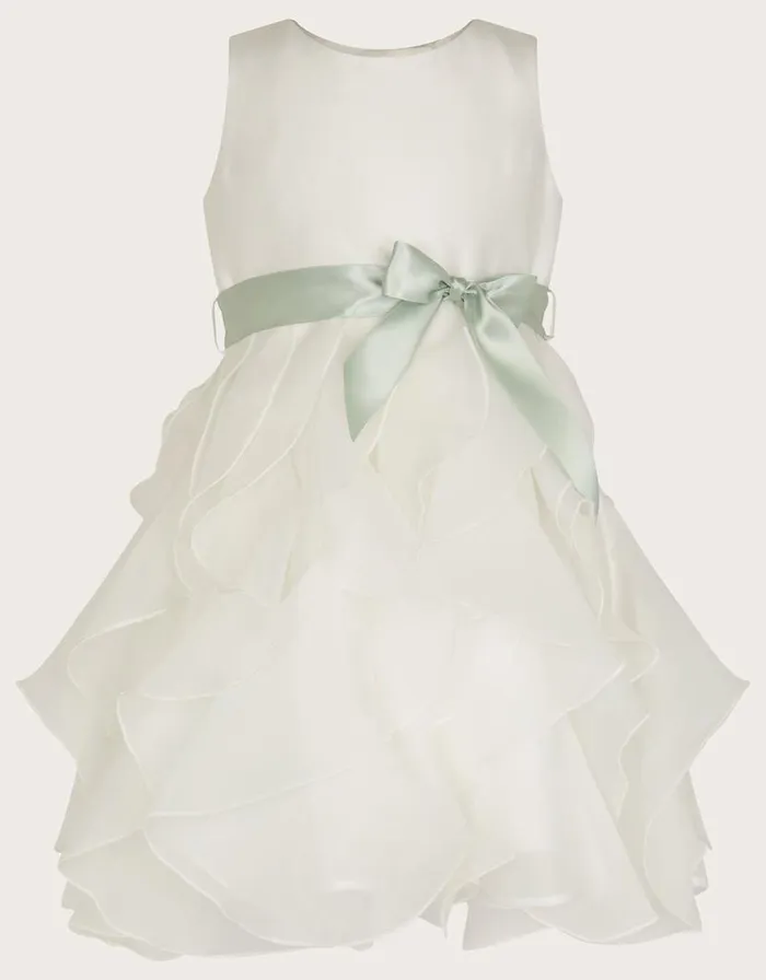 Monsoon Baby Cannes Organza Ruffle Dress Ivory Children Partywear