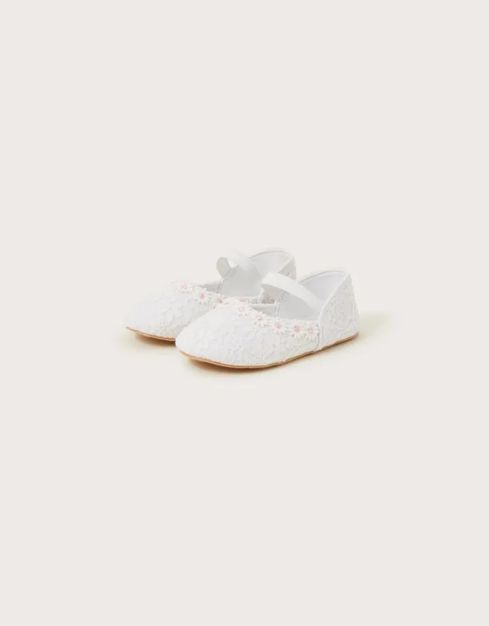 Monsoon Baby Daisy Lace Walker Shoes Ivory Children Partywear