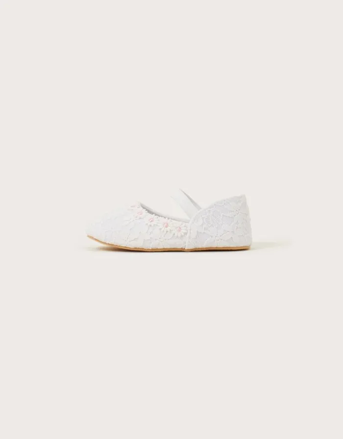 Monsoon Baby Daisy Lace Walker Shoes Ivory Children Partywear Monsoon Baby Daisy Lace Walker Shoes Ivory Children Partywear