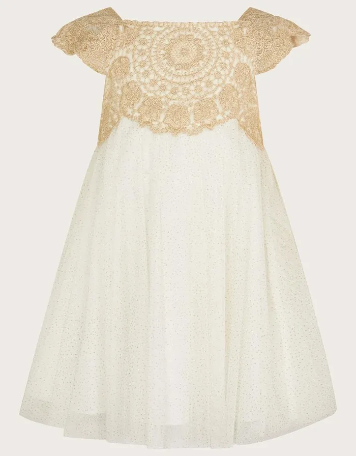 Monsoon Baby Estella Dress Gold Children Dresses