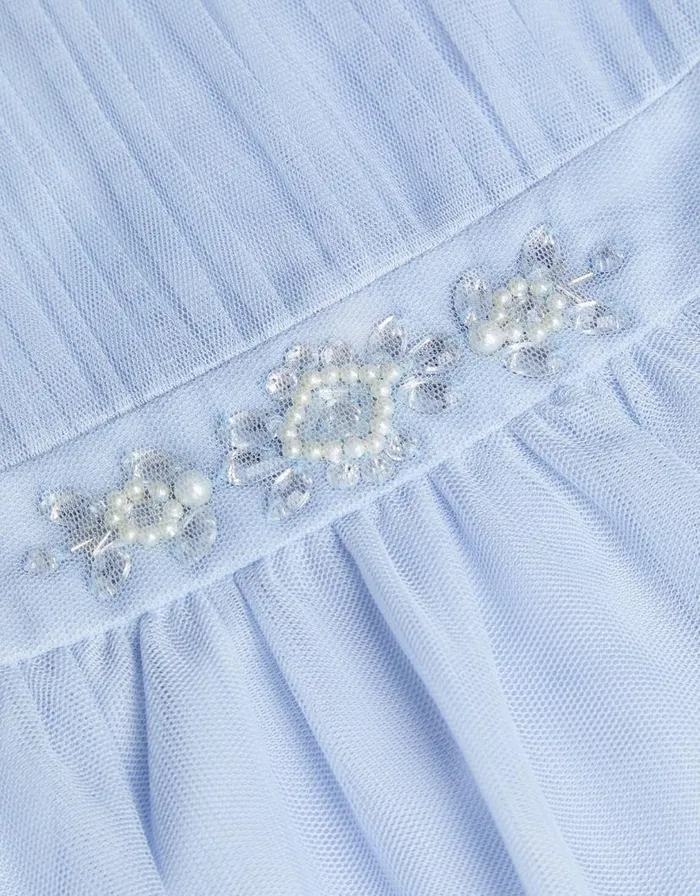 Monsoon Baby Penelope Embellished Belt Tulle Dress Blue Children Dresses Monsoon Baby Penelope Embellished Belt Tulle Dress Blue Children Dresses