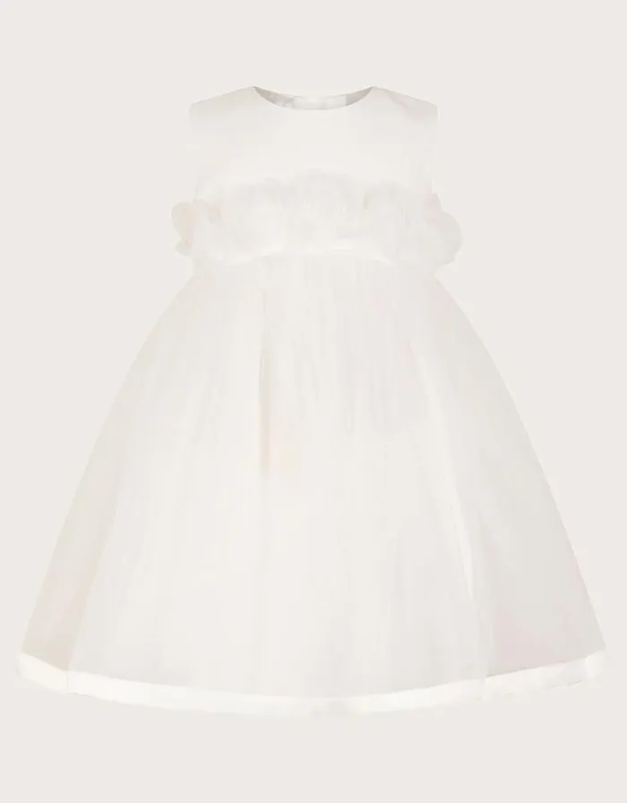 Monsoon Baby Rosanna 3D Christening Dress Ivory Children Dresses