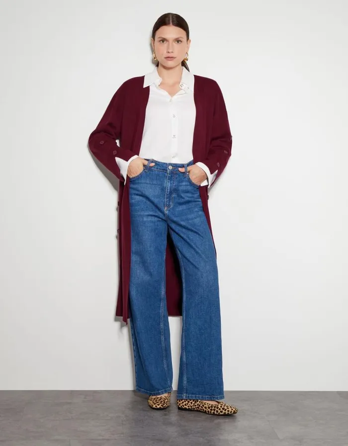 Monsoon Bo Button Detail Longline Cardigan Women Tops and Blouses