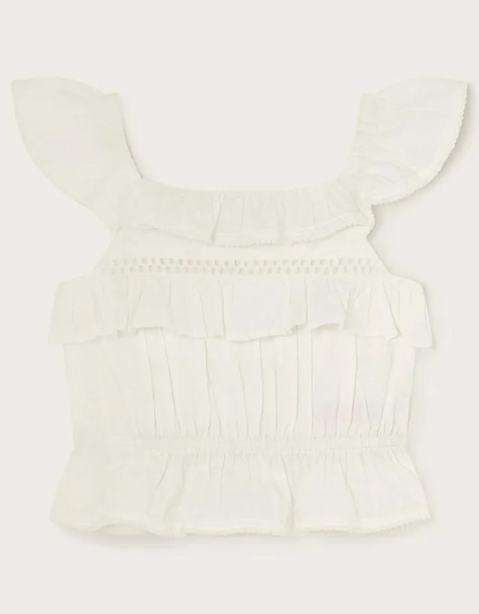 Monsoon Boutique Dobby Top Ivory Children Tops and Tshirts