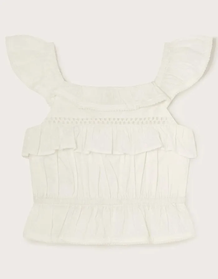 Monsoon Boutique Dobby Top Ivory Children Tops and Tshirts Monsoon Boutique Dobby Top Ivory Children Tops and Tshirts