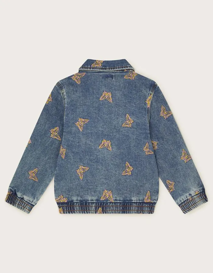 Monsoon Butterfly Embroidered Zip Jacket Blue Children Coats and Jackets Monsoon Butterfly Embroidered Zip Jacket Blue Children Coats and Jackets