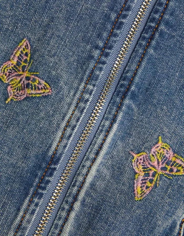 Monsoon Butterfly Embroidered Zip Jacket Blue Children Coats and Jackets Monsoon Butterfly Embroidered Zip Jacket Blue Children Coats and Jackets