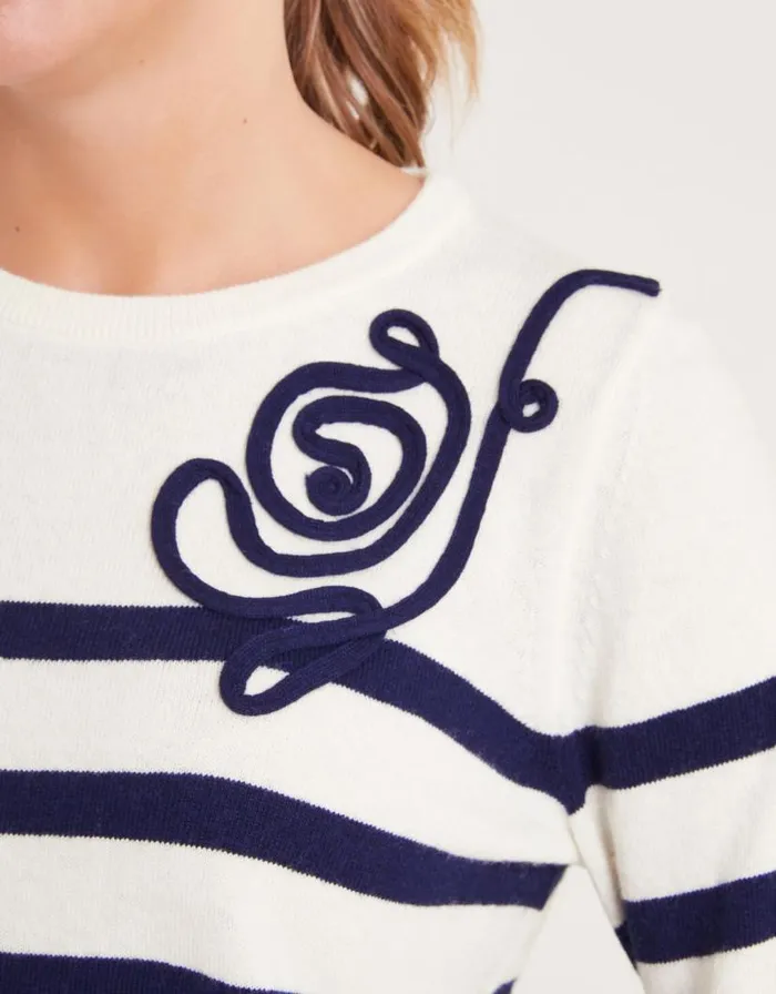 Monsoon Cate Cornelli Stripe Crew Neck Jumper Ivory Women Casualwear Monsoon Cate Cornelli Stripe Crew Neck Jumper Ivory Women Casualwear