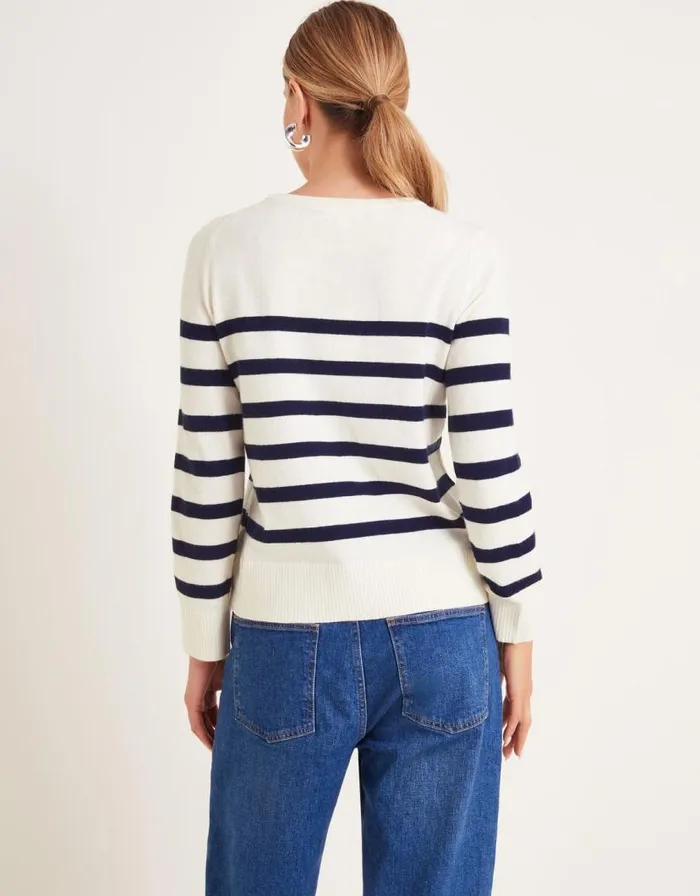 Monsoon Cate Cornelli Stripe Crew Neck Jumper Ivory Women Casualwear Monsoon Cate Cornelli Stripe Crew Neck Jumper Ivory Women Casualwear