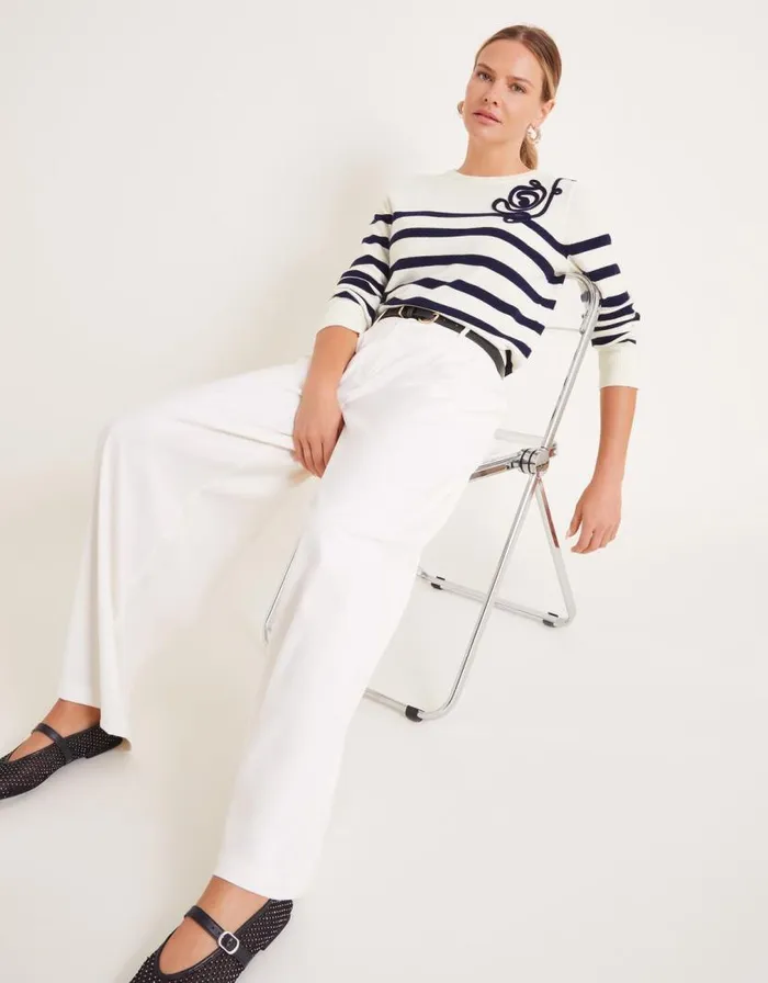 Monsoon Cate Cornelli Stripe Crew Neck Jumper Ivory Women Casualwear Monsoon Cate Cornelli Stripe Crew Neck Jumper Ivory Women Casualwear