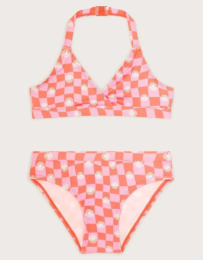 Monsoon Checkerboard Halter Bikini Set Pink Children Casualwear Collection
